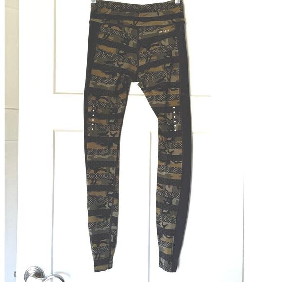 Nike Women’s Epic Luxe Clash Dri-Fit Running Tights Size XS Camo Green/Black - Picture 4 of 11